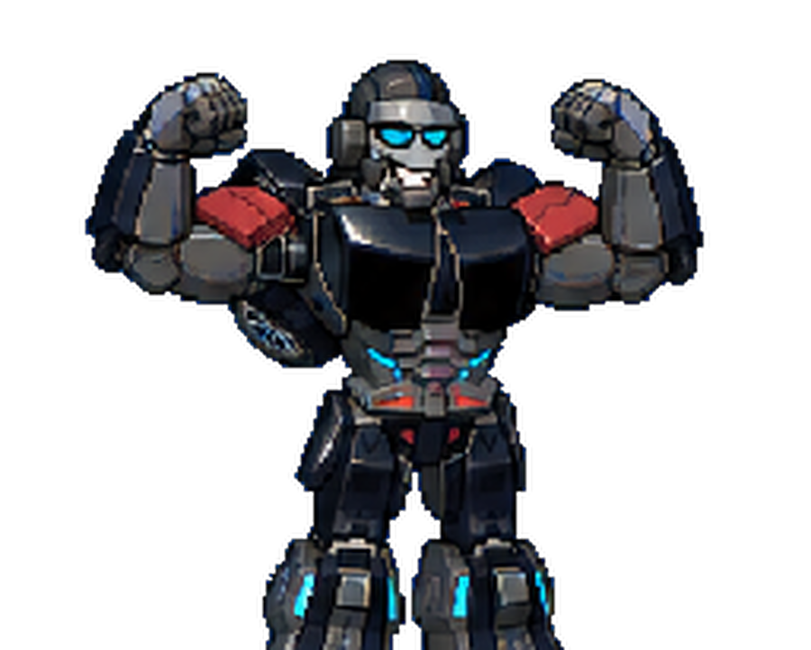 Torque proudly flexing both arms